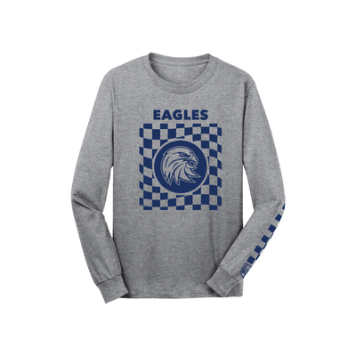 Adult BCS Eagles Long Sleeve Checkered Tee